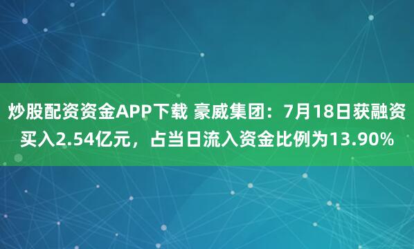 炒股配资资金APP下载 豪威集团：7月18日获融资买入2.54亿元，占当日流入资金比例为13.90%