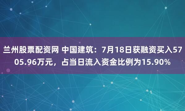 兰州股票配资网 中国建筑：7月18日获融资买入5705.96万元，占当日流入资金比例为15.90%